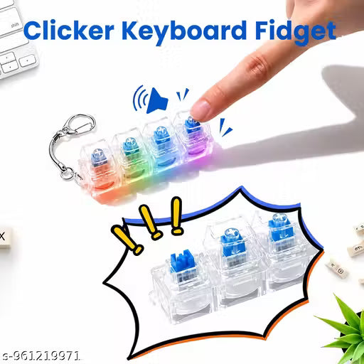 Mechanical Keyboard Switch Keychain | Clicky Stress Relief Fidget Keychain | Portable Keyboard Keychain for Kids, Students & Office Use