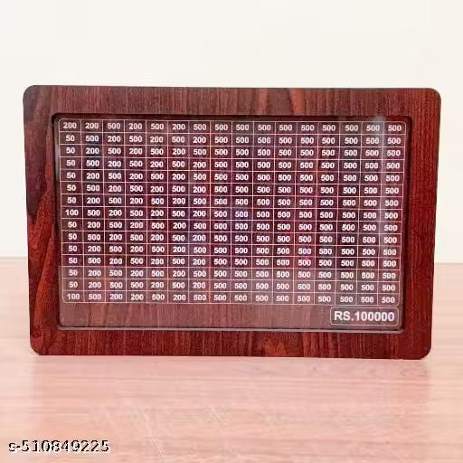 Wooden Savings Challenge Piggy Bank (₹50,000–₹1,20,000) | Money Saving Box for Kids & Adults | Carved Wooden Cash Vault Coin Bank | Reusable Money Gulak